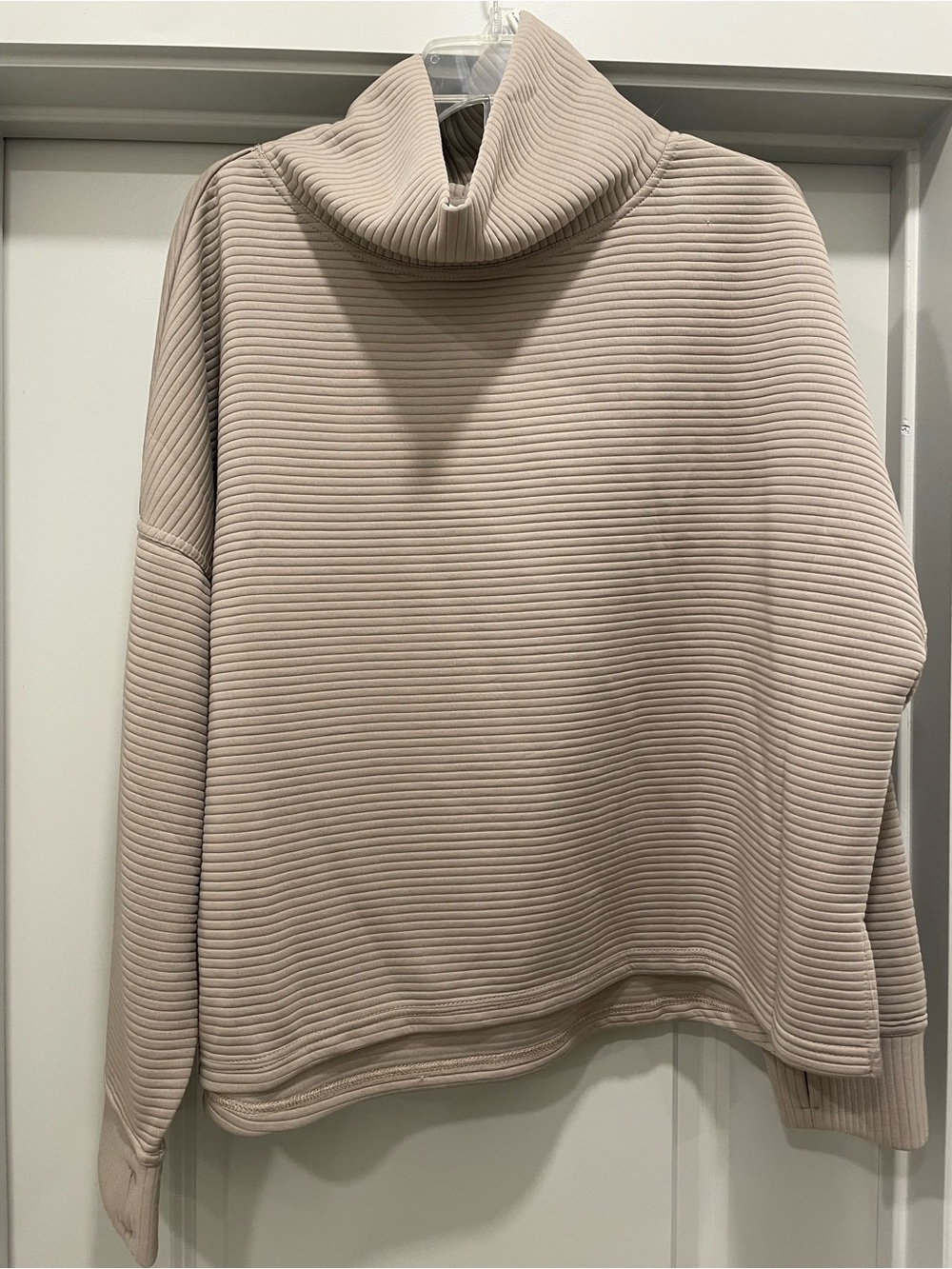 Danskin Ribbed Turtleneck Active Sweater - Light Beige